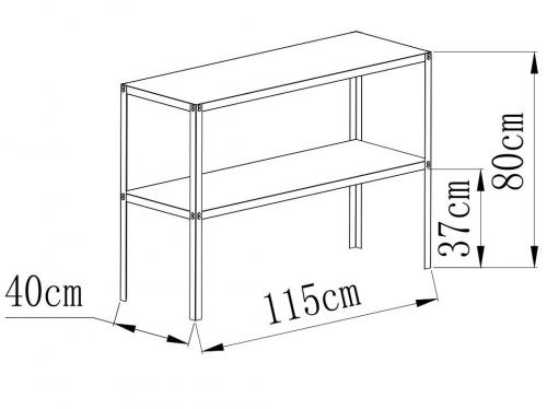 ocelový regál LANITPLAST 115x40 cm dvoupolicový stříbrný GSD2