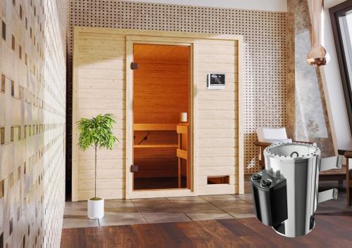 finská sauna KARIBU ADELINA (6168) - set s kamny 3,6 kW (71312)