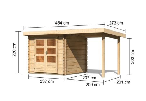 dřevěný domek KARIBU BASTRUP 2 + přístavek 200 cm (73290) natur