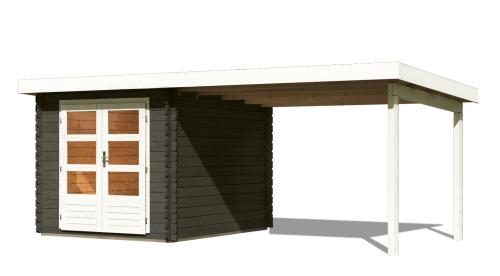 dřevěný domek KARIBU BASTRUP 4 + přístavek 300 cm (38763) šedý LG2858