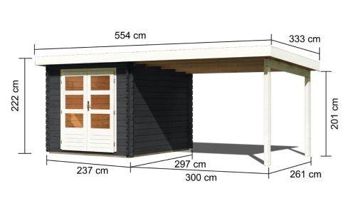 dřevěný domek KARIBU BASTRUP 4 + přístavek 300 cm (33025) antracit