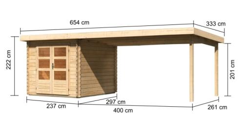 dřevěný domek KARIBU BASTRUP 4 + přístavek 400 cm (77805) natur