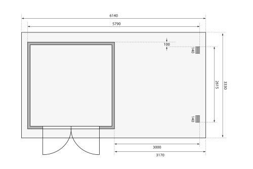 dřevěný domek KARIBU BASTRUP 5 + přístavek 300 cm (33027) antracit