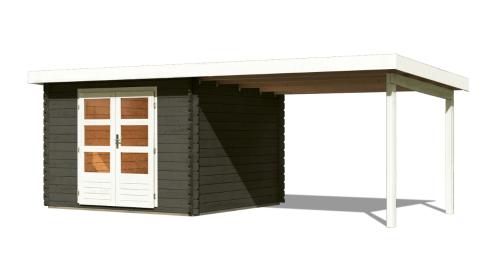 dřevěný domek KARIBU BASTRUP 5 + přístavek 300 cm (38767) šedý LG2914