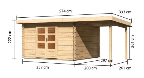 dřevěný domek KARIBU BASTRUP 7 + přístavek 200 cm (78673) natur