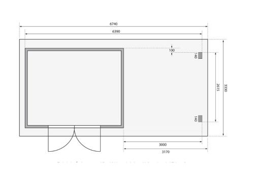 dřevěný domek KARIBU BASTRUP 7 + přístavek 300 cm (33029) antracit
