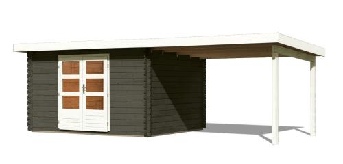 dřevěný domek KARIBU BASTRUP 7 + přístavek 300 cm (38765) šedý LG2937