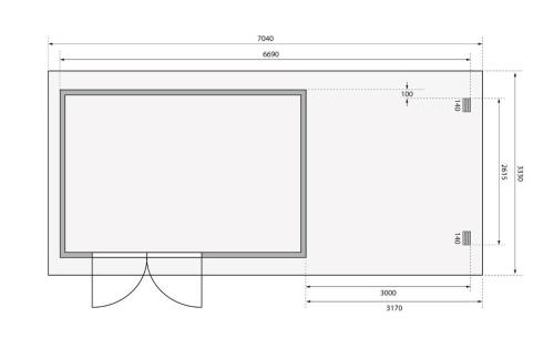 dřevěný domek KARIBU BASTRUP 8 + přístavek 300cm (38770) antracit