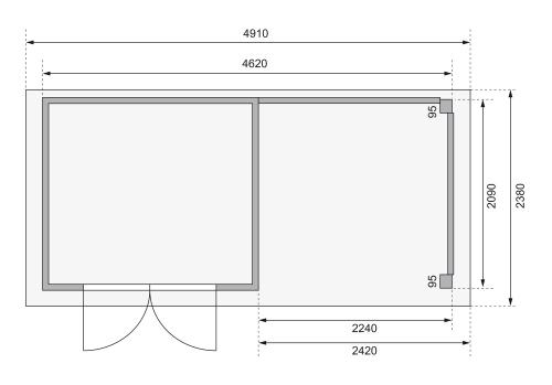 dřevěný domek KARIBU KERKO 3 + přístavek 240 cm (82932) natur