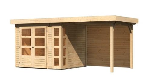 dřevěný domek KARIBU KERKO 3 + přístavek 240 cm včetně zadní stěny (9185) natur LG2954