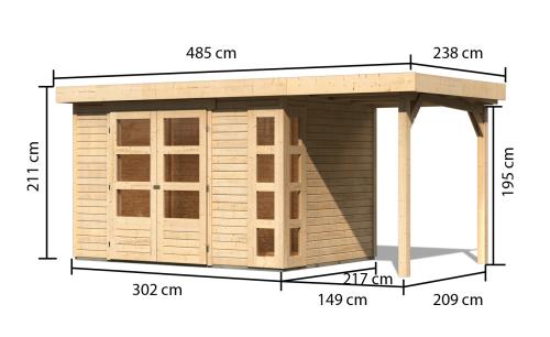 dřevěný domek KARIBU KERKO 4 + přístavek 150 cm (23516) natur