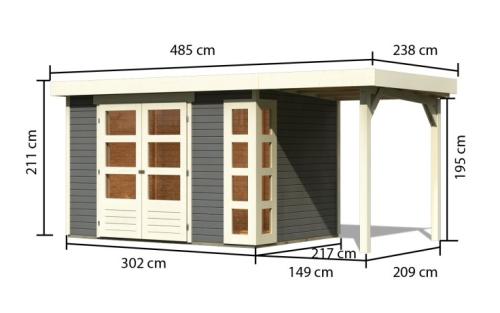 dřevěný domek KARIBU KERKO 4 + přístavek 150 cm (23517) terragrau