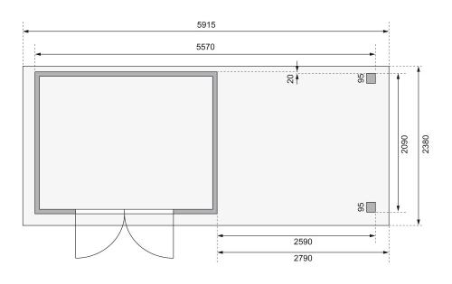 dřevěný domek KARIBU KERKO 4 + přístavek 280 cm (82944) natur