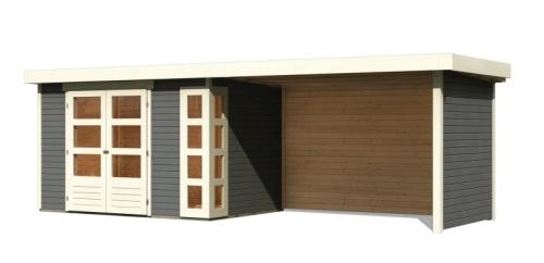 dřevěný domek KARIBU KERKO 4 + přístavek 280 cm včetně zadní a boční stěny (82947) šedý LG2980