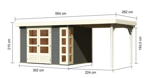 dřevěný domek KARIBU KERKO 5 + přístavek 240 cm (9194) terragrau