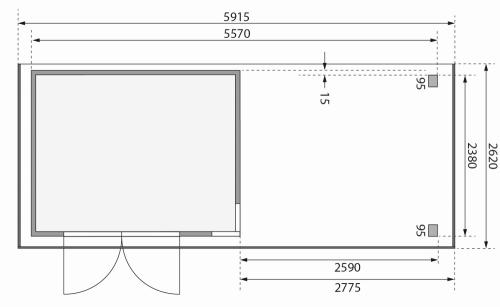 dřevěný domek KARIBU KERKO 5 + přístavek 280 cm (9199) natur