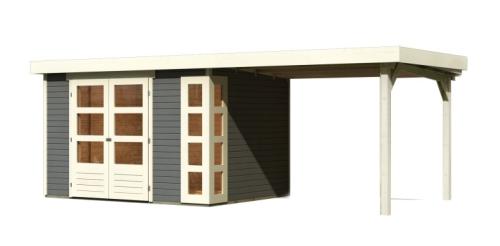 dřevěný domek KARIBU KERKO 5 + přístavek 280 cm (9203) šedý LG2990