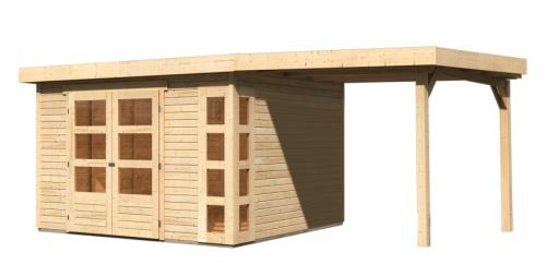 dřevěný domek KARIBU KERKO 6 + přístavek 240 cm včetně zadní stěny (38733) natur LG2999