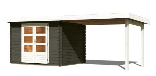 dřevěný domek KARIBU BASTRUP 3 + přístavek 300 cm (38761) šedý LG3007