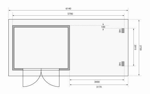 dřevěný domek KARIBU BASTRUP 3 + přístavek 300 cm (33023) antracit