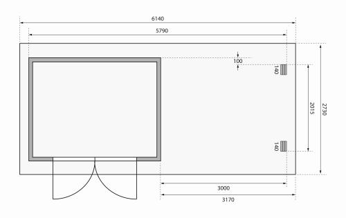 dřevěný domek KARIBU BASTRUP 3 + přístavek 300 cm včetně zadní stěny (33024) antracit