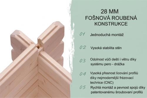 dřevěný domek KARIBU BASTRUP 4 + přístavek 300 cm včetně zadní a boční stěny (73327) natur