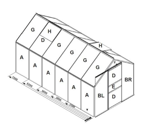 náhradné presklenie pre skleník VITAVIA VENUS 2500 PC 4 mm