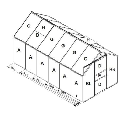 náhradné presklenie pre skleník VITAVIA VENUS 2500 PC 6 mm