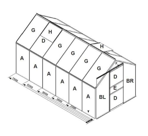 náhradní prosklení pro skleník VITAVIA VENUS 3800 PC 6 mm LG3061