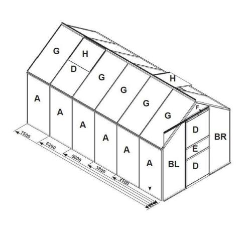 náhradní prosklení pro skleník VITAVIA VENUS 6200 PC 4 mm LG3064