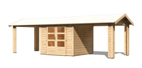 dřevěný domek KARIBU THERES 3 vč. dvou přístavku (31456) natur LG3150