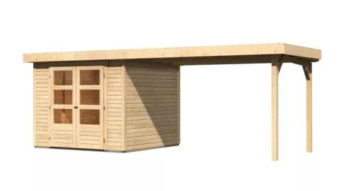 dřevěný domek KARIBU ASKOLA 3,5 + přístavek 280 cm (77720) natur LG3189