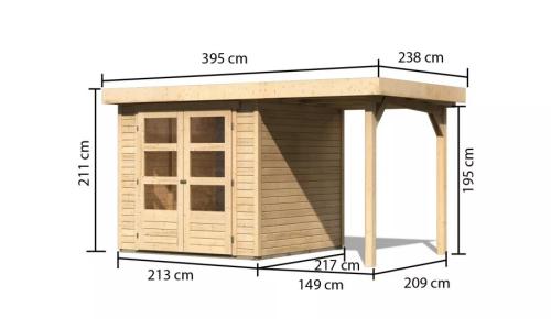 dřevěný domek KARIBU ASKOLA 2 + přístavek 150 cm (23489) natur