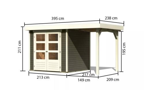 dřevěný domek KARIBU ASKOLA 2 + přístavek 150 cm (23490) terragrau