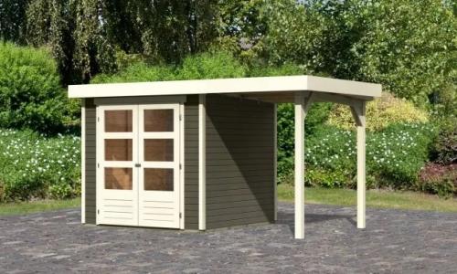 dřevěný domek KARIBU ASKOLA 2 + přístavek 150 cm (23490) terragrau