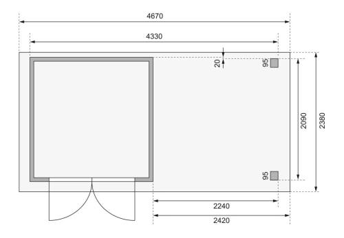 dřevěný domek KARIBU ASKOLA 2 + přístavek 240 cm včetně zadní stěny (9165) terragrau