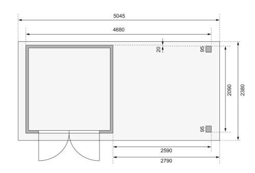 dřevěný domek KARIBU ASKOLA 2 + přístavek 280 cm včetně zadní stěny (9168) terragrau