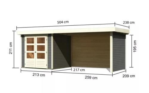 dřevěný domek KARIBU ASKOLA 2 + přístavek 280 cm včetně zadní a boční stěny (82922) terragrau