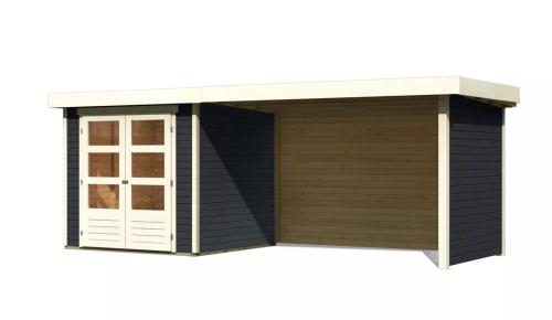 dřevěný domek KARIBU ASKOLA 2 + přístavek 280 cm včetně zadní a boční stěny (38659) antracit LG3224