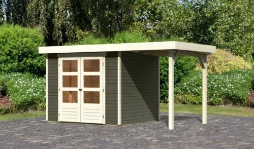 dřevěný domek KARIBU ASKOLA 3 + přístavek 150 cm (23497) terragrau