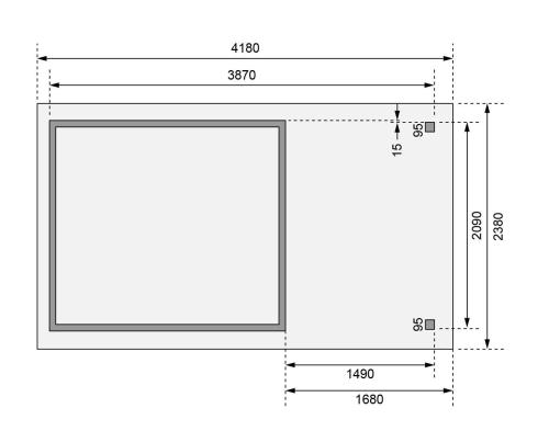 dřevěný domek KARIBU ASKOLA 3 + přístavek 150 cm (23497) terragrau