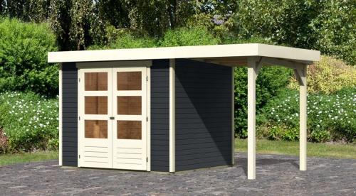 dřevěný domek KARIBU ASKOLA 3 + přístavek 150 cm (38660) antracit