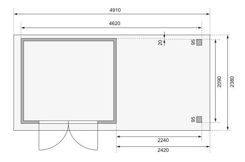 dřevěný domek KARIBU ASKOLA 3 + přístavek 240 cm včetně zadní a boční stěny (82923) terragrau