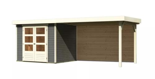 dřevěný domek KARIBU ASKOLA 3 + přístavek 280 cm včetně zadní stěny (9174) šedý LG3238