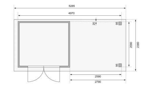 dřevěný domek KARIBU ASKOLA 3 + přístavek 280 cm včetně zadní stěny (9174) terragrau