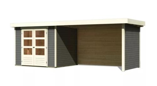 dřevěný domek KARIBU ASKOLA 3 + přístavek 280 cm včetně zadní a boční stěny (82925) šedý LG3241