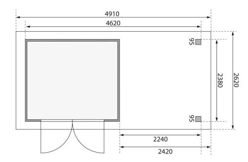 dřevěný domek KARIBU ASKOLA 3,5 + přístavek 240 cm včetně zadní stěny (9145) terragrau