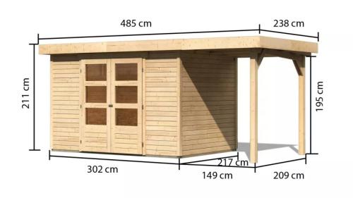 dřevěný domek KARIBU ASKOLA 4 + přístavek 150 cm (23498) natur