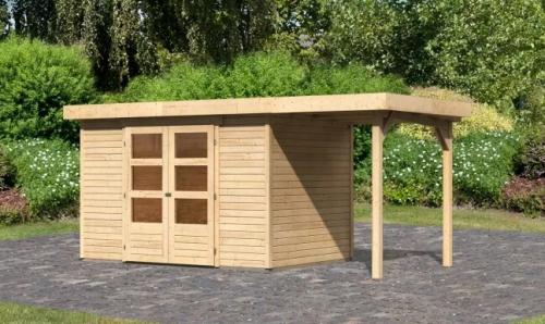 dřevěný domek KARIBU ASKOLA 4 + přístavek 150 cm (23498) natur