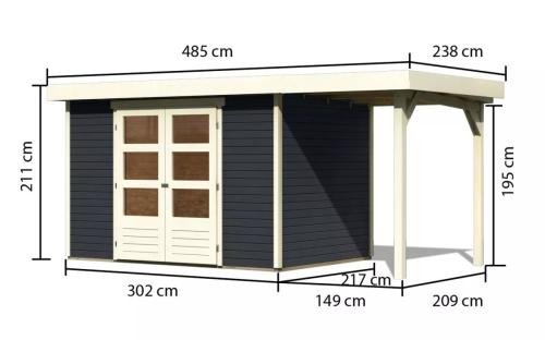 dřevěný domek KARIBU ASKOLA 4 + přístavek 150 cm (38669) antracit